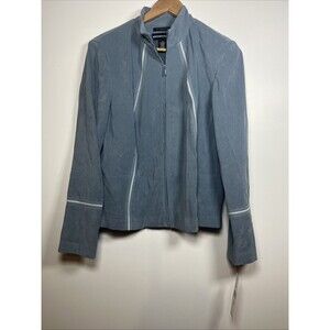Norton Mcnaughton 12 Zip Up Jacket Blue Stripe Stretch Coat‎